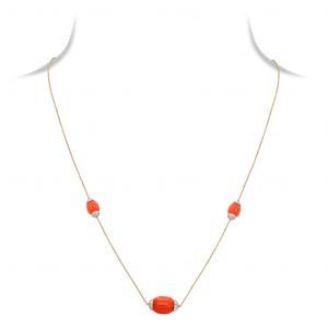 Coral Diamond Necklace